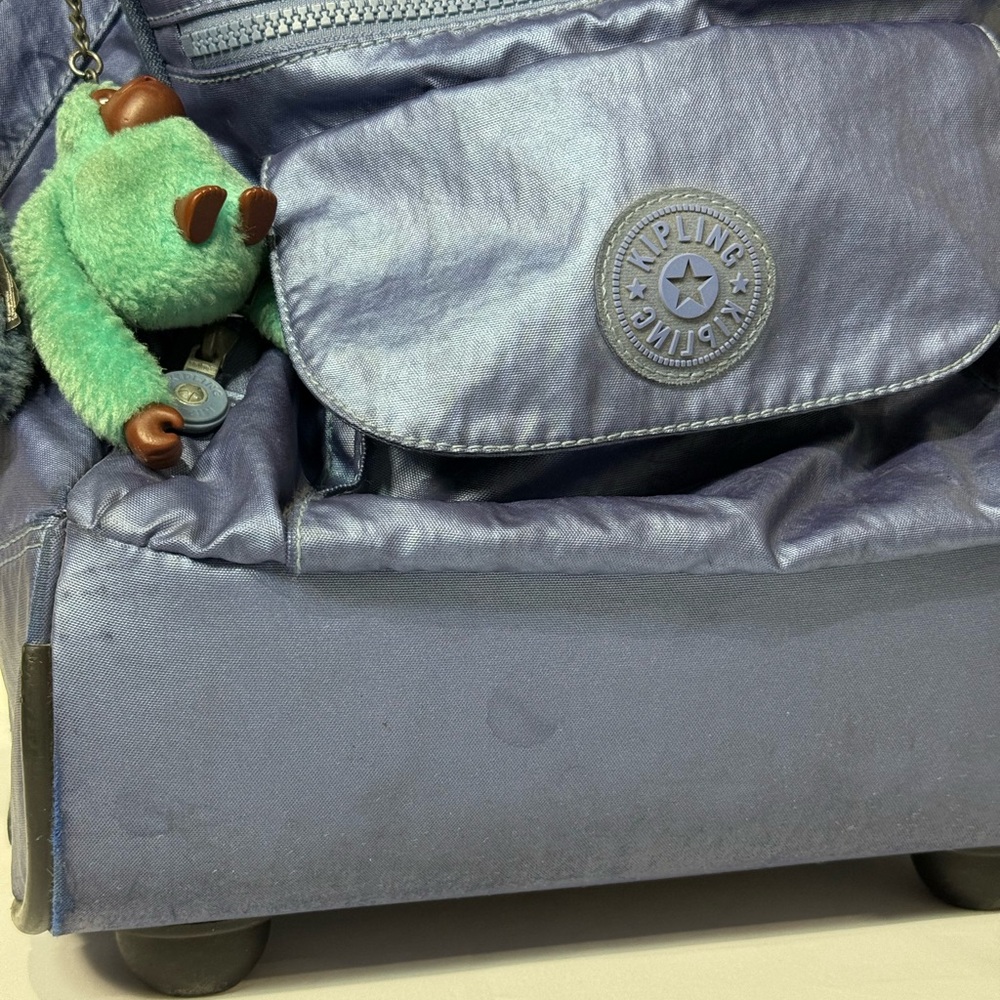 Kipling Shiny Blue Rolling Backpack - image 4